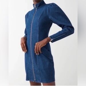 & Other Stories Denim Zip-Front Dress | Puff Sleeve | Paris Atelier | NWT